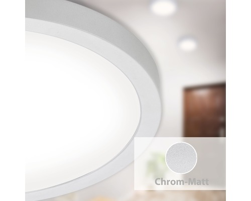 Rund taklampa, krommatt