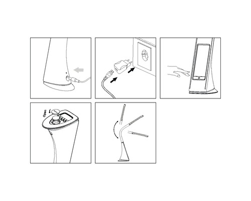 Bild av monteringsanvisningarna för en skrivbordslampa