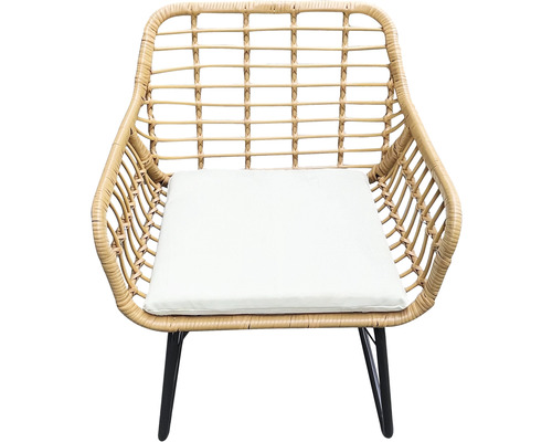 Fåtölj i rotting med sittdyna och metallben