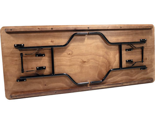 Undersida av ett hopfällbart bord med metallram