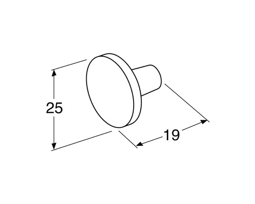 Ritning av en möbelknapp med mått