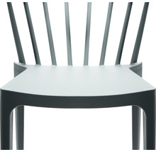 Detaljvy av en plaststol med ryggstöd