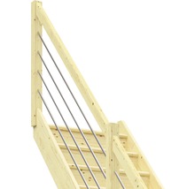 Trätrappa med metallräcke