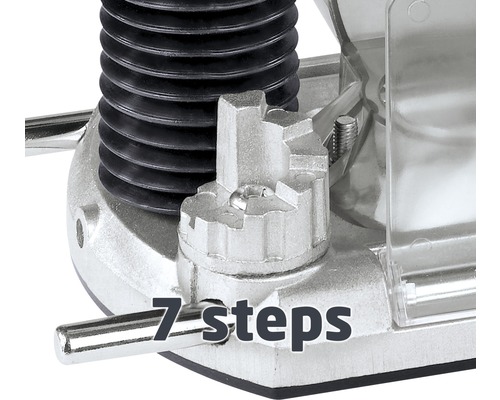 Detaljvy av en träbearbetningsmaskin med 7-stegsinställning