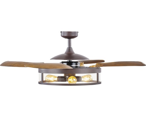 Takfläkt med träblad och integrerad belysning