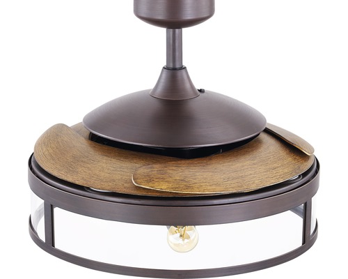 Takfläkt med lampa och träblad