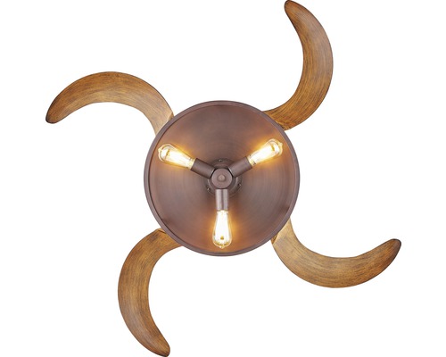 Taklampa med tre lampor och fyra trädekorationer