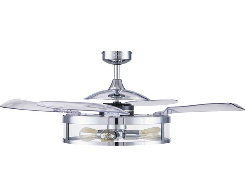 Takfläkt med belysning och transparenta rotorblad