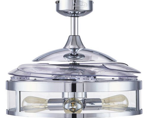 Takfläkt med tre lampor och transparenta rotorblad