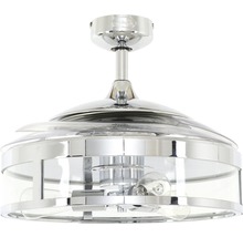 Takfläkt med belysning och kromfärgat hölje