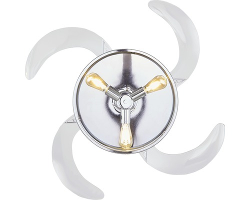 Taklampa med tre glödlampor och fyra skärformade rotorblad