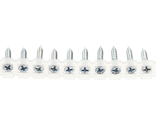 Magazinskruvar på ett plastband