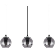 Pendellampa med tre grå sfäriska lampskärmar