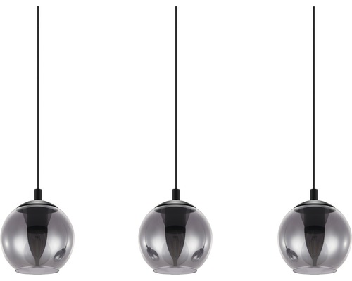 Taklampa EGLO Ariscani 3L svart Pendellampa med tre grå sfäriska lampskärmar