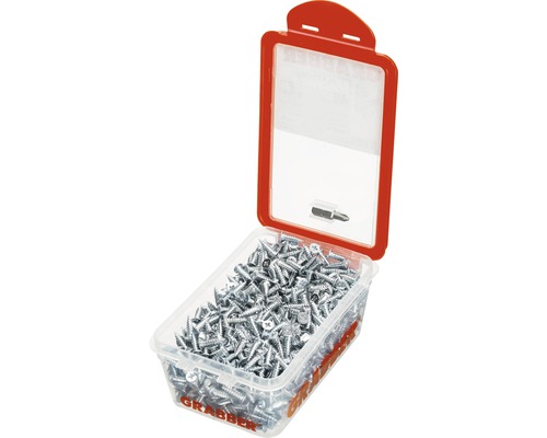 Skruvar i transparent plastlåda med bits