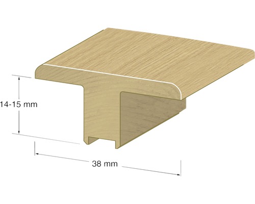 Övergångsprofil med måtten 14 till 15 millimeter gånger 38 millimeter