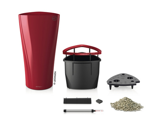 Lechuza Classico Triangel blomkruka set med innerkruka, bevattningssystem och planteringssubstrat