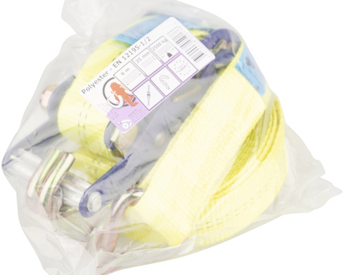 Spännband av polyester, sex meter långt, med krokar