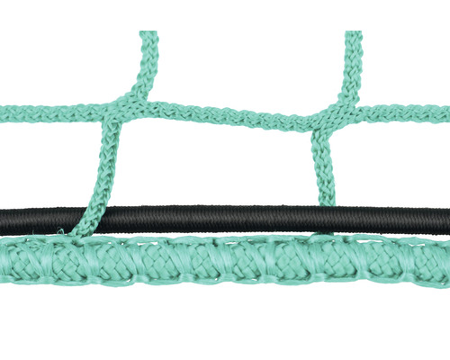 Närbild av ett trampolinnät med elastiskt band