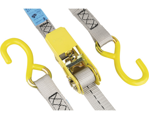 Spännband med spärr och krokar