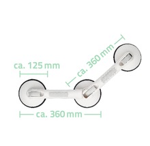 Sugkoppshandtag med måtten cirka 125 mm och cirka 360 mm