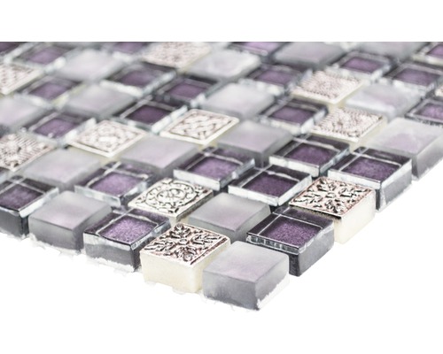 Mosaikplatta med glas- och metallelement