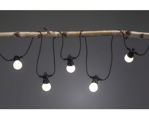 Ljusslinga med glödlampor på en gren