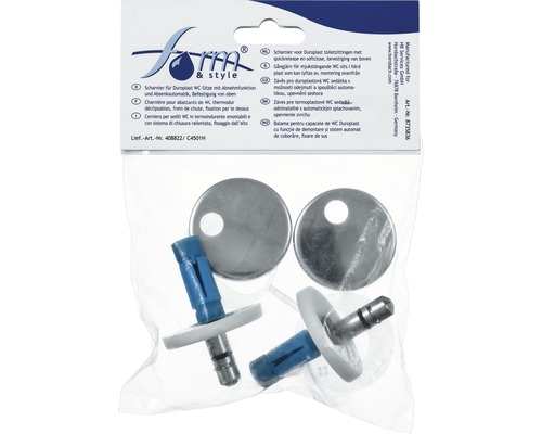 Gångjärn för toalettsitsar i duroplast med mjukstängning i set