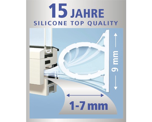 Tätningslist för dörrar med måtten 9 mm x 1–7 mm