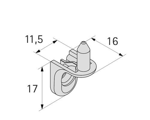 Illustration av en kabelklämma med måttangivelser