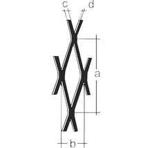 Illustration av en sträckmetallstruktur med måttangivelser