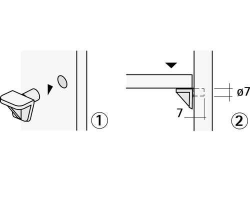 Illustration av en hyllbärare med mått för montering