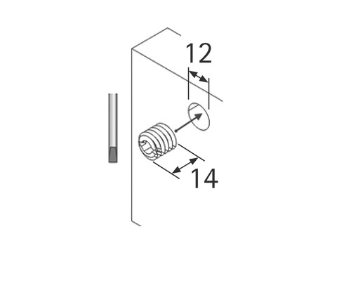 Illustration av en gänginsats med måtten 12 och 14 millimeter.