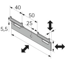 Teknisk ritning av en metallskena med dimensioner