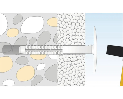 Illustration av en pluggfäste i en vägg