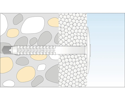 Illustration av en pluggfästning i olika material
