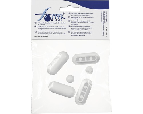 Dämpningsset för WC-sits, två lockdämpare, fyra sitsdämpare