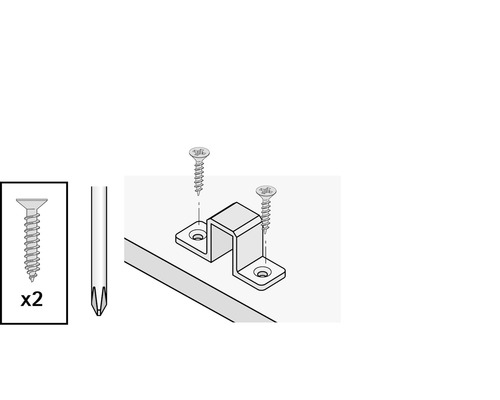 Illustration av en vinkelförbindelse med skruvar och skruvmejsel