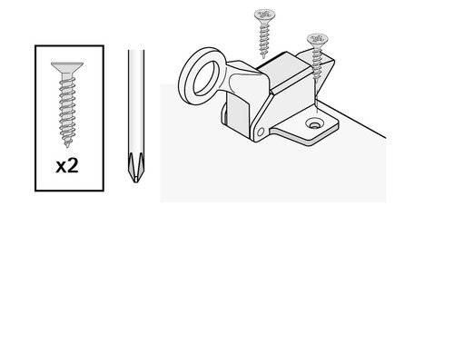 Ritning av ett boxlås med skruvar och skruvmejsel