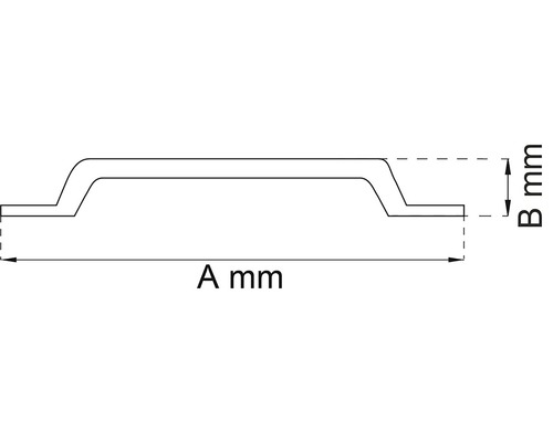Ritning av en profil med måtten A millimeter och B millimeter