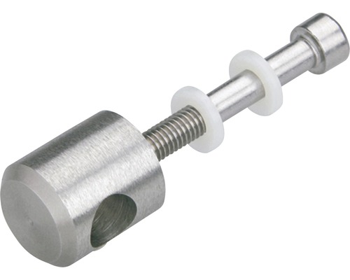 Fästelement av metall med gänga och plastbrickor