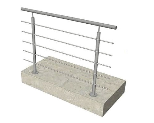 Räcke i rostfritt stål på betongfot