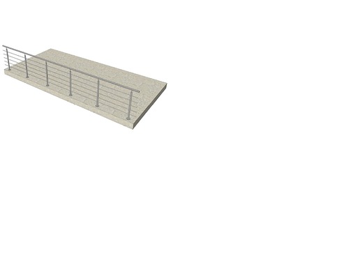 Rostfritt stålräcke på betongunderlag