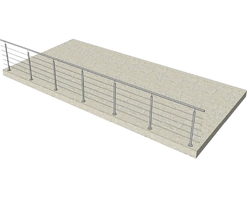 Räcke av rostfritt stål på betongyta