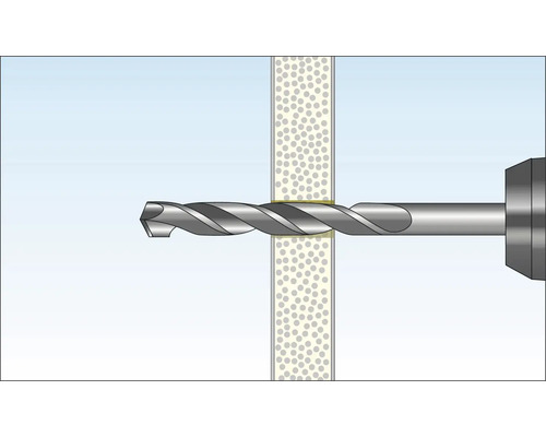 Illustration av en borr som borrar genom ett material.