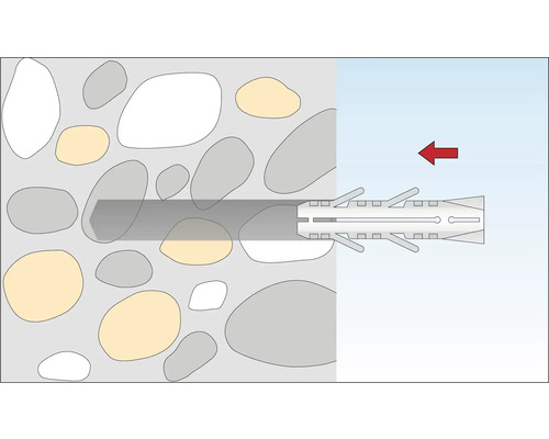 Illustration av en pluggfastsättning i en vägg