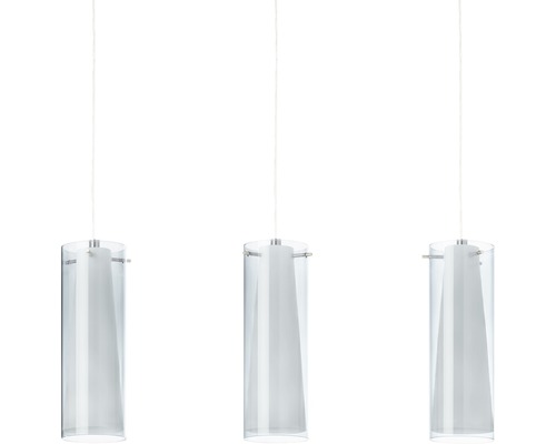 Pendellampa med tre lampor av glas