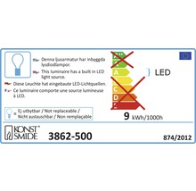 Energimärke med information om inbyggd LED-ljuskälla och energiförbrukning