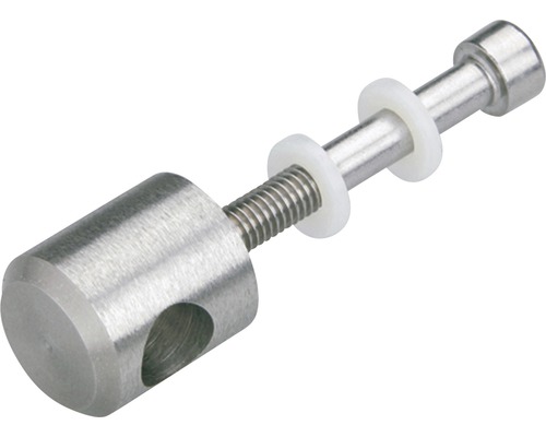 Fästelement av metall med skruvgänga och plastbrickor