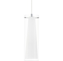 Pendellampa med glascylinder och vit lampskärm